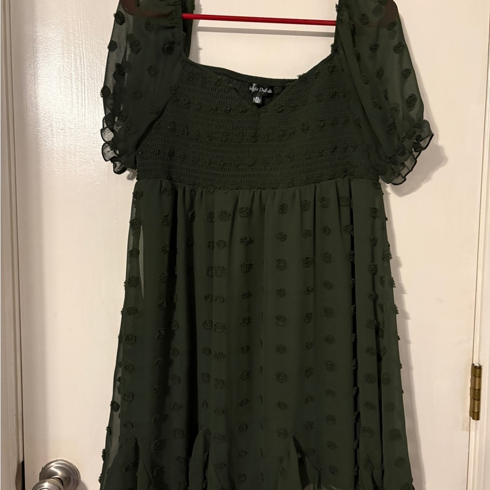 Midnight Doll Textured Green Dress